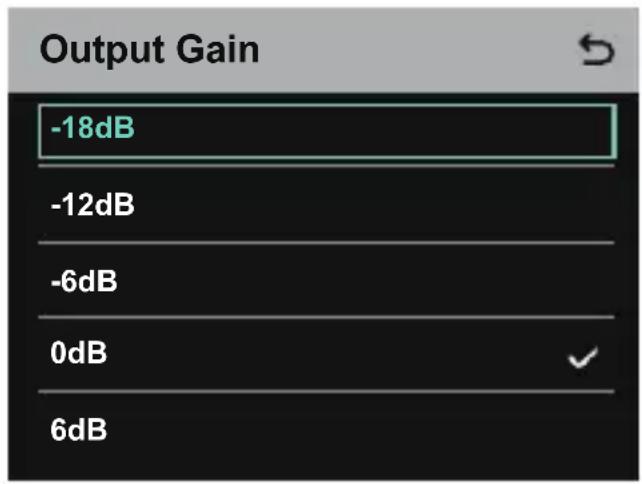 Output Gain -18dB -12dB -6dB 0dB 6dB
