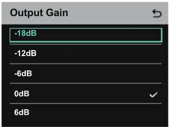 Output Gain -18dB -12dB -6dB 0dB 6dB