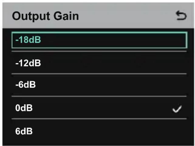Output Gain -18dB -12dB -6dB 0dB 6dB
