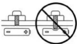 Diagram showing two bolted components with a crossed-out circle and no text labels