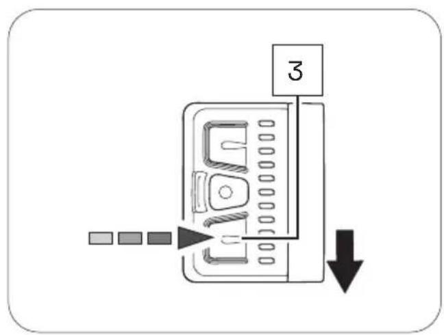 Diagram showing a device with labeled components and directional arrows, likely illustrating a process or control mechanism.
