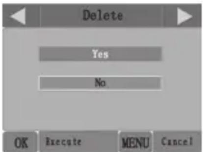 Delete Yes No OK Execute MENU Cancel