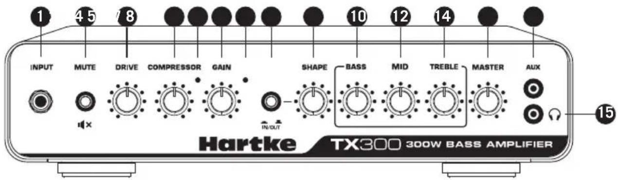 Hartke TX300 - Callout del pannello frontale - 1