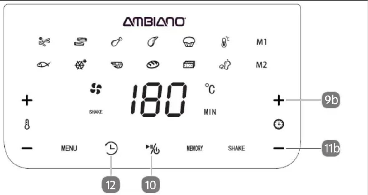 Ambiano GT-AF-08-CH - Benutzen Sie die Start-Verzögerungsfunktion nicht, wenn Sie leicht verderbliche Lebensmittel zubereiten wollen (z. B. Fleisch oder Fisch). - 1