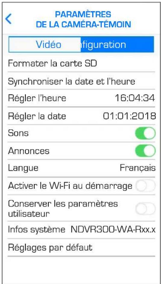NEXT BASE 300W - PARAMÈTRES DE LA CAMÉRA-TÉMOIN (SUITE) - 1
