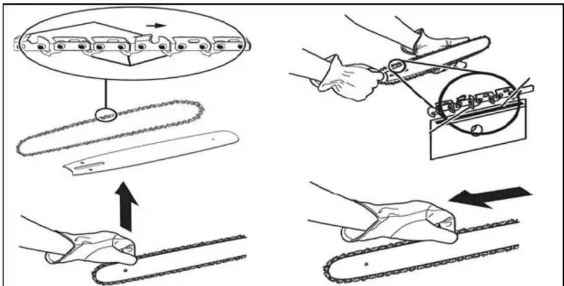 Technical diagram illustrating a mechanical assembly process with labeled steps and directional arrows indicating movement.