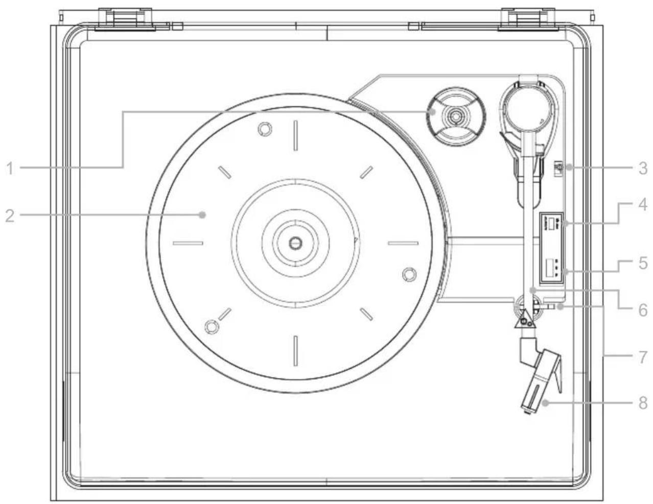 Technical diagram of a device casing with numbered components for identification