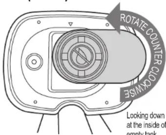 ROTATE COUNTER EXPOSING Looking down at the inside of empty tank