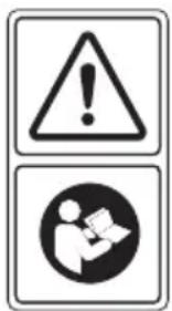 Warning sign with exclamation mark and person reading a document, likely indicating an error or hazard warning.