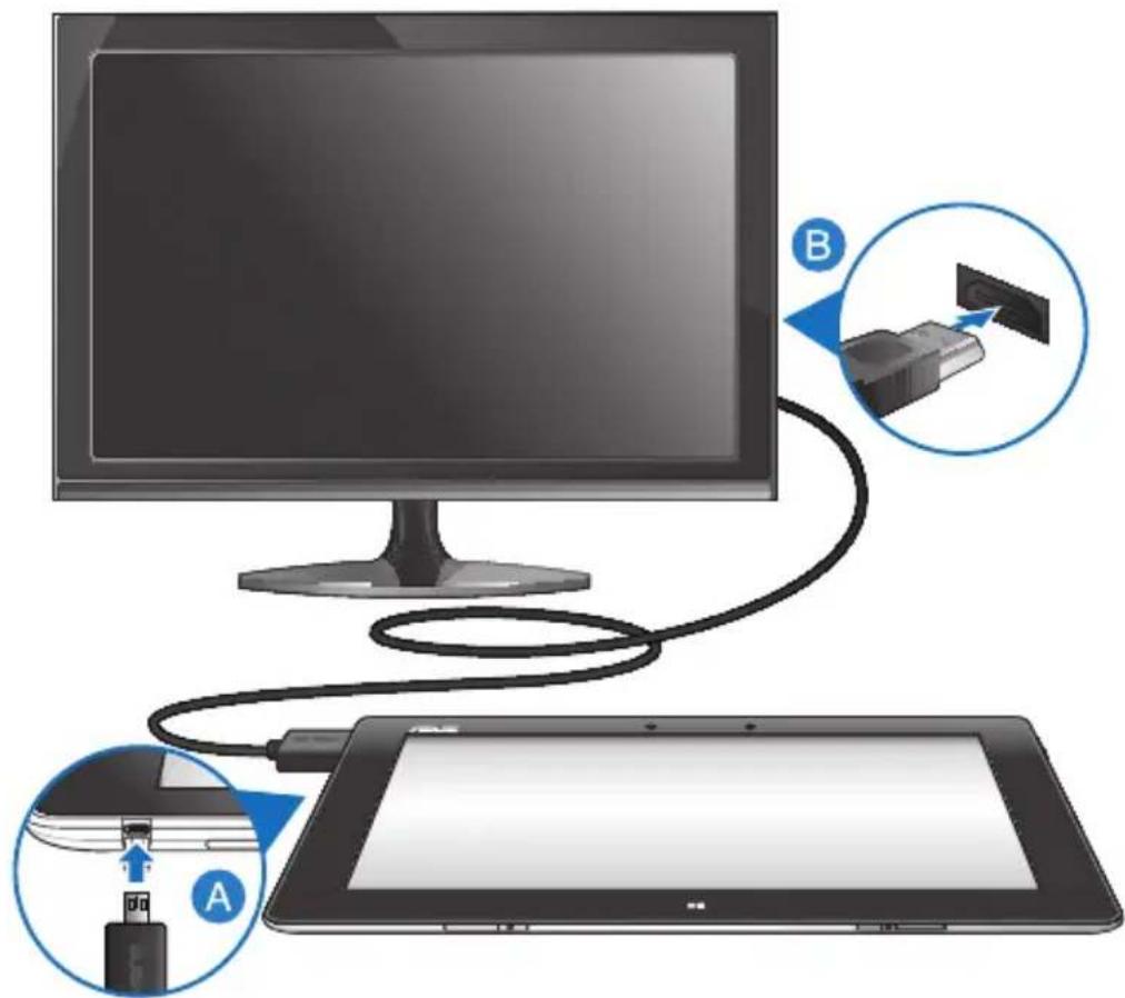 ASUS VivoTab RT Mobile Dock - Connector un périphérique d'affichage HDMI - 1