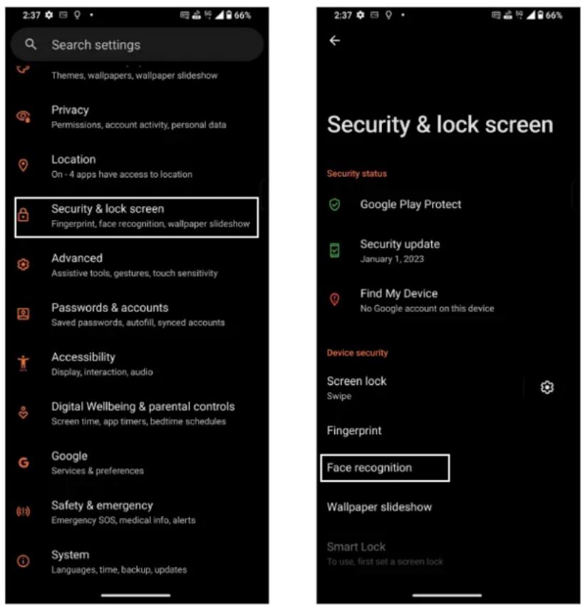 ASUS ROG Phone 7 Ultimate - Configurer le déverrouillage par reconnaissance faciale à partir du menu des paramètres - 2