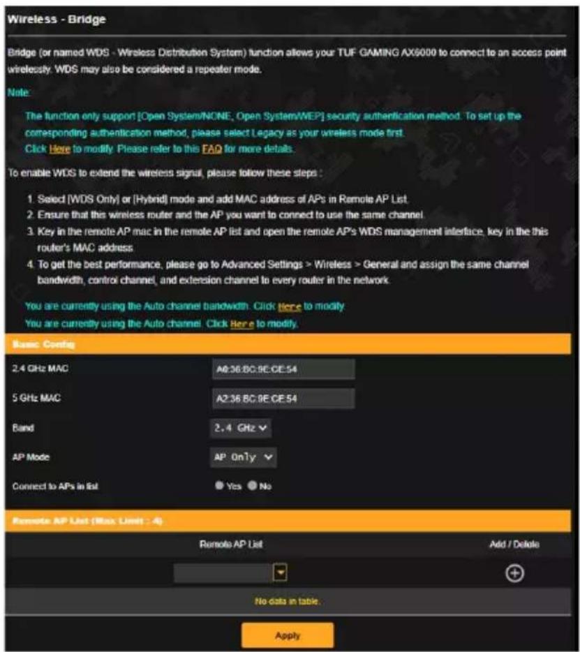 ASUS TUF Gaming AX4200 - Pontage WDS - 1