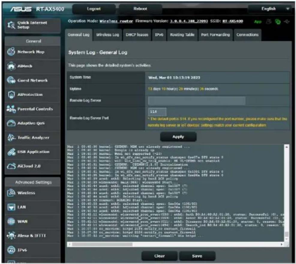 ASUS RT-AX5400 - Pour afficher le journal système : - 1