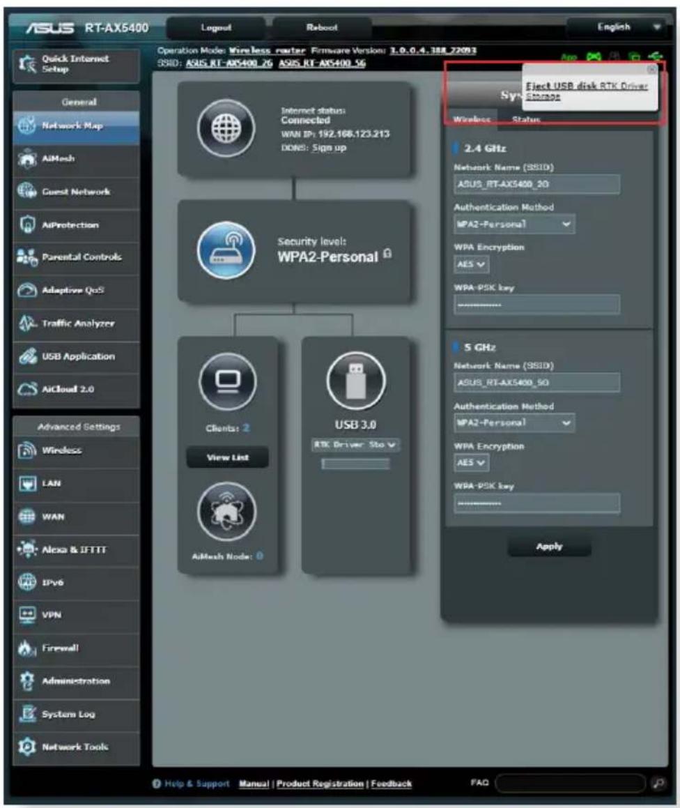 ASUS RT-AX5400 - Pour éjecter un disque USB en toute sécurité : - 1