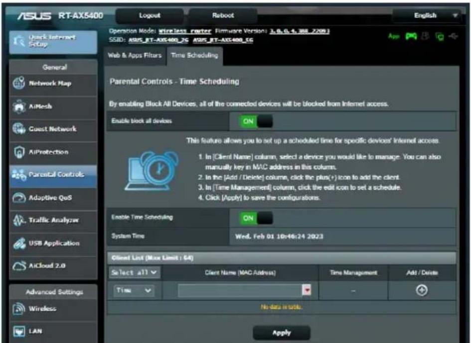ASUS RT-AX5400 - Planification horaire - 1