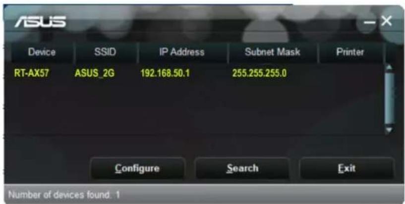 ASUS RT-AX57 - Pour lancer l'utilitaire Detection d'appareils : - 1