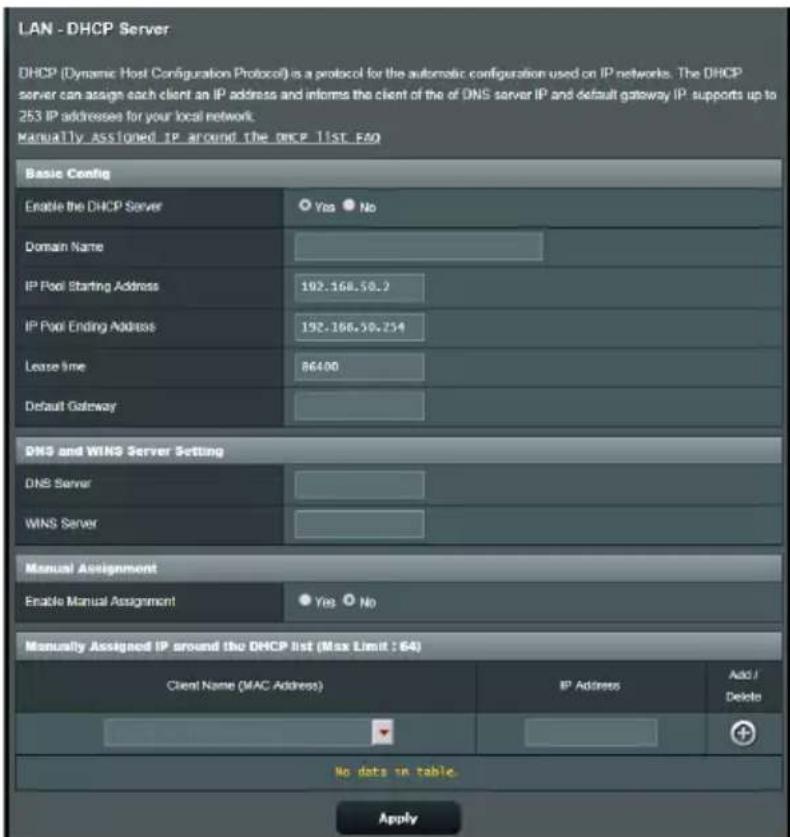 ASUS RT-AX57 - - Serveur DHCP désactivé : - 1