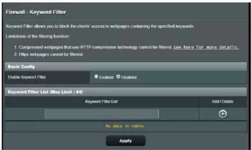 ASUS RT-AX57 - Filtrage de mots-clés - 1