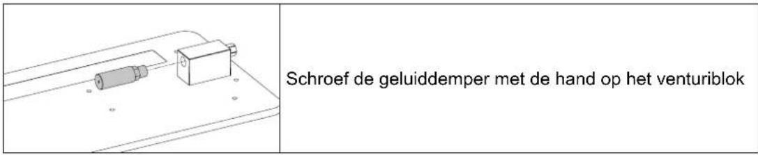 Schroef de geluiddemper met de hand op het venturiblok