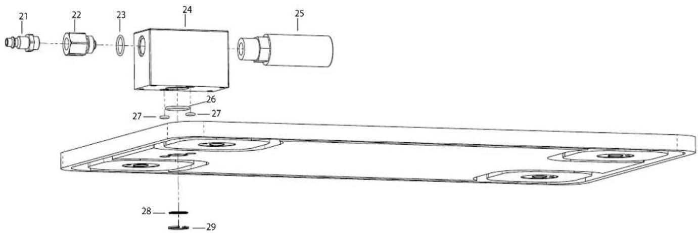 Technical diagram of a mechanical assembly with numbered components for identification