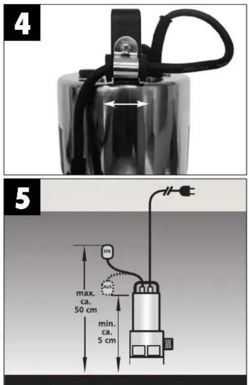 Gardenline GLSP 1005 - Réglage du point de connexion / de déconnexion (cf. figures 4+5) - 1