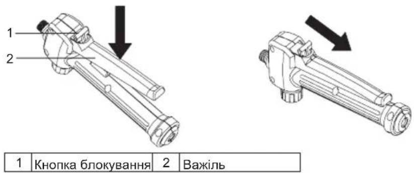 1 2 Кнопка блокування 2 Важіль