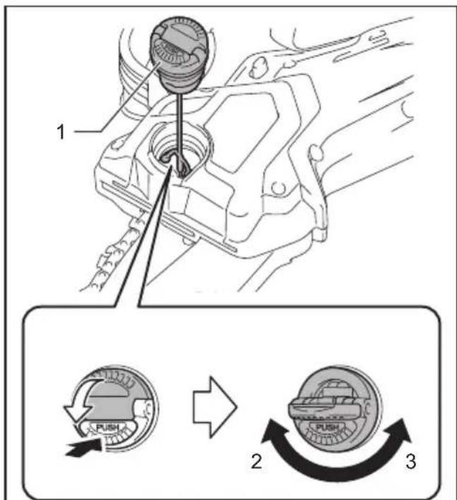 Technical diagram showing mechanical assembly with three-step instructions for shift and rotation of a component