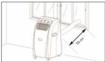 EINHELL MKA 3500 E - Scarico dell'aria attraverso il vetro della finestra o la parete - 1
