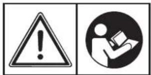 Warning symbol and pictogram showing a warning triangle with exclamation mark and a person reading a book