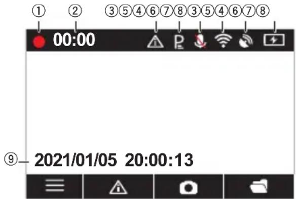 PIONEER VREC-170RS - Come visualizzare la schermata di registrazione - 1