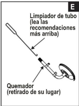 CHAR BROIL Patio Bistro 240 15601900 - MUY IMPORTANTE: El tubo del quemador se debe volver a conectar en la abertura de la válvula. Vea la ilustración F. - 5