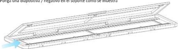 Fonga una diapositiva y negativo en el soporte como se indestra