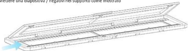 Mettere una diapositive / negativi nel supporto come mostrato