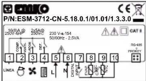 Emko ESM-3712-CN - Etiqueta del disposito y diagrama de conexion - 1