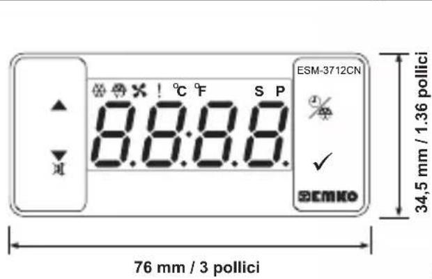 Emko ESM-3712-CN - Vista frontale e dimensioni del regolatore di raffreddamento ESM-3712-CN - 1