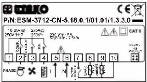 Emko ESM-3712-CN - SCHEMA DE CÁBLAGE DE 230 V~ - 1