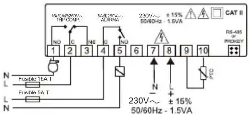 Emko ESM-3712-HCN - Etiqueta del dispositivo y diagrama de conexión - 2