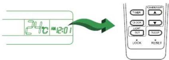 24°C AM12:01 TIMER PICKER/SOFT ▲ ▼ SET SLEEP LOCK RESET