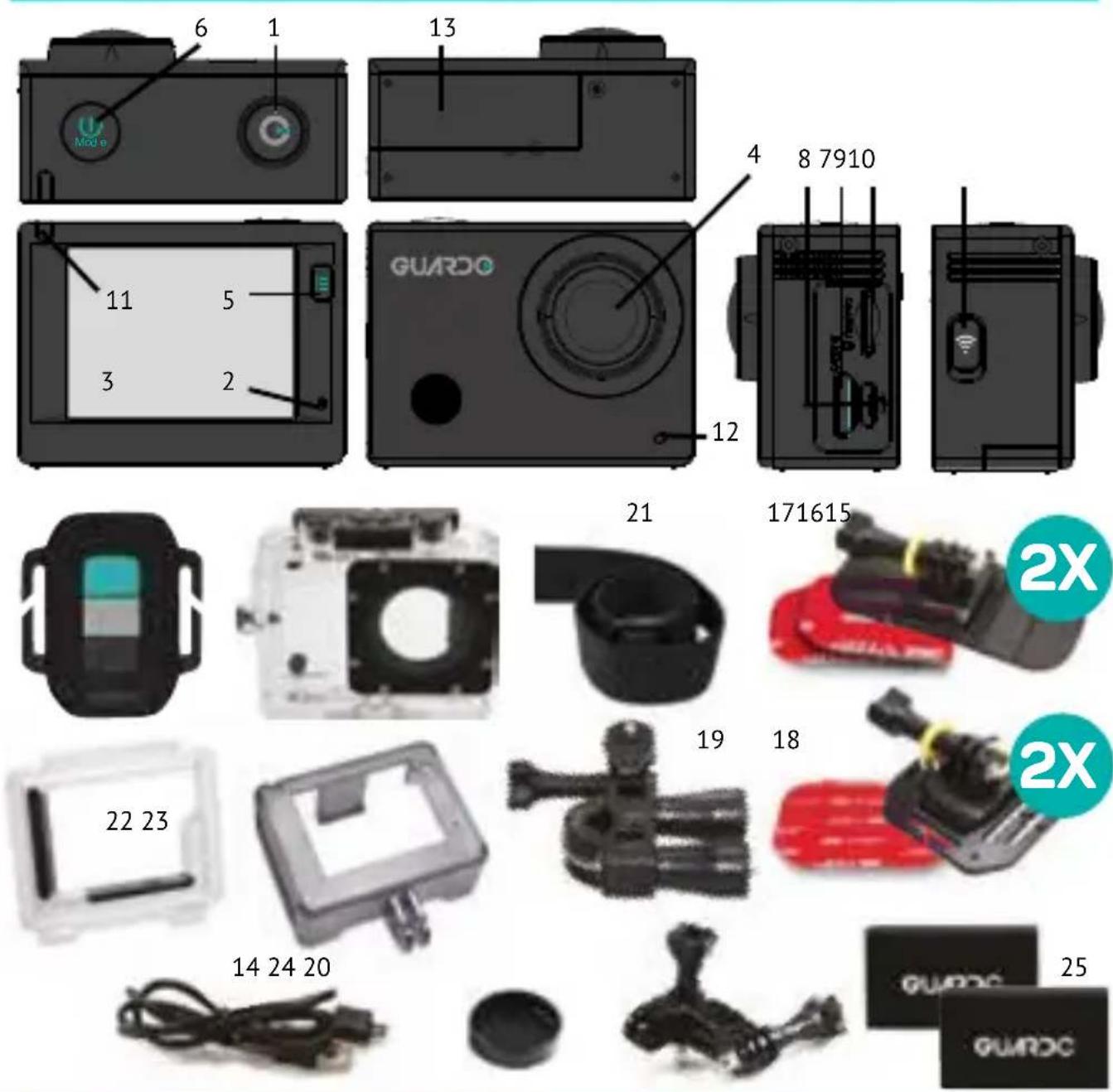 Guardo Action Cam 4 - GEBRUIK AFSTANDSBEDIENING MET DE CAMERA - 1