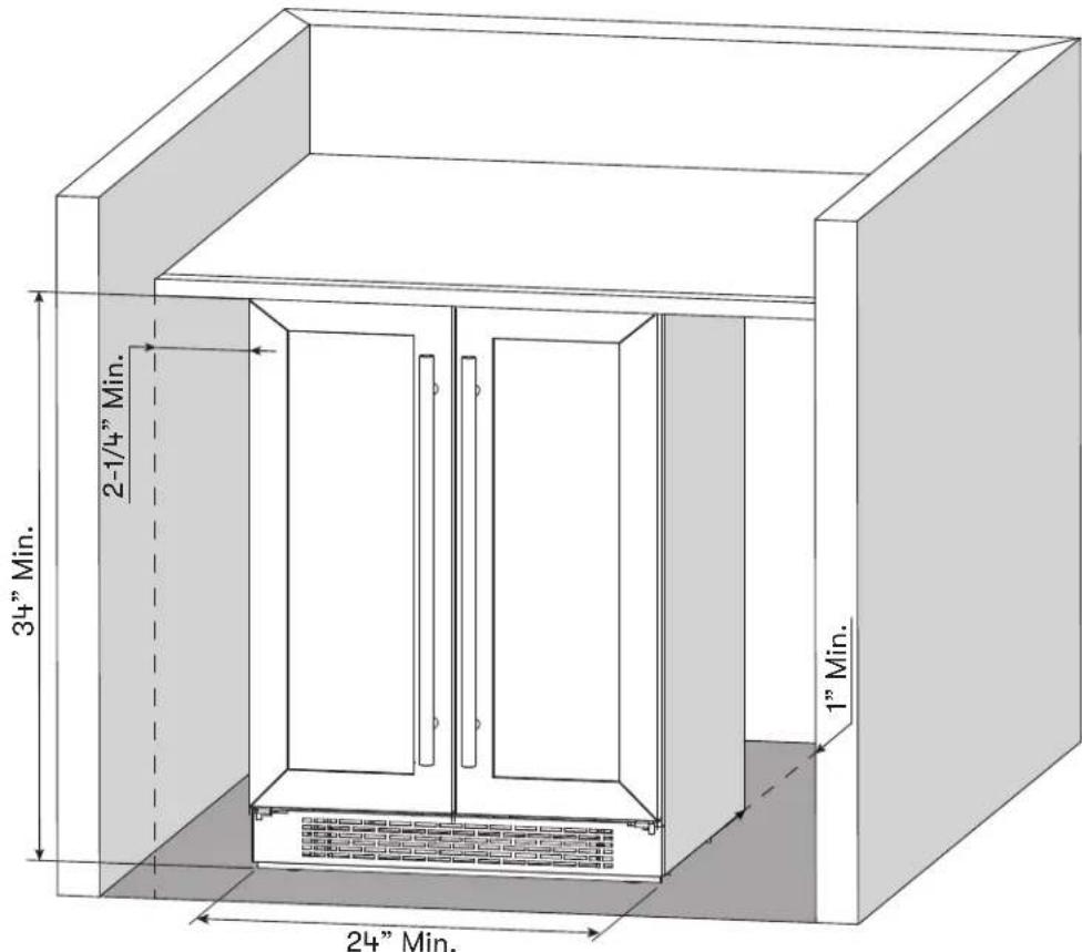 Zephyr BWB24C32AG - Installation Clearance Requirements - 1