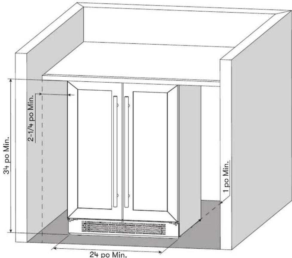 Zephyr BWB24C32AG - Espace libre requis pour l'installation - 1