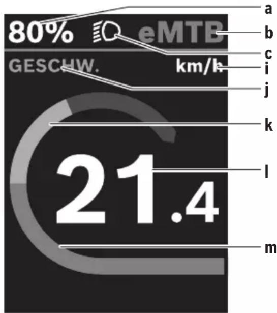 80% eMTB GESCHW. km/h 21.4 a b c i j k l m