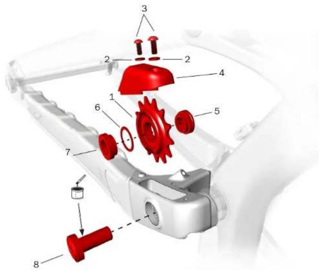 Exploded view diagram of a mechanical assembly with numbered parts for identification