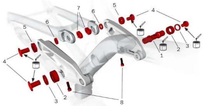 Exploded view diagram of a mechanical assembly with numbered parts for identification