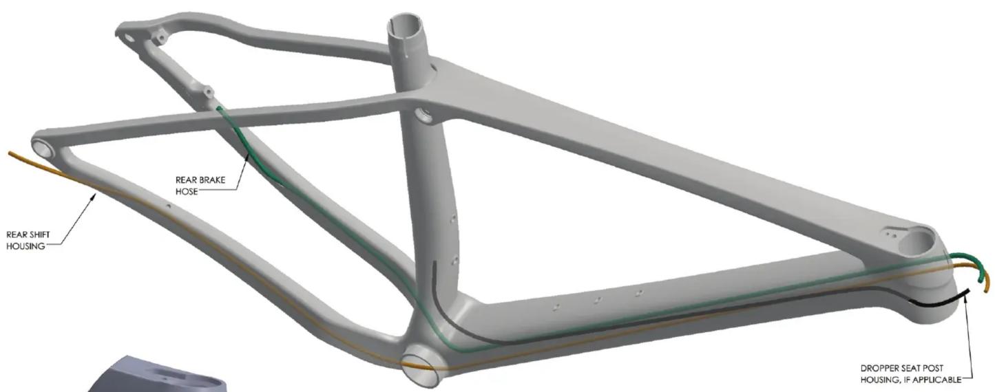 REAR SHAFT HOUSING REAR BRAKE HOSE DROPPER SEAT POST HOUSING, IF APPLICABLE