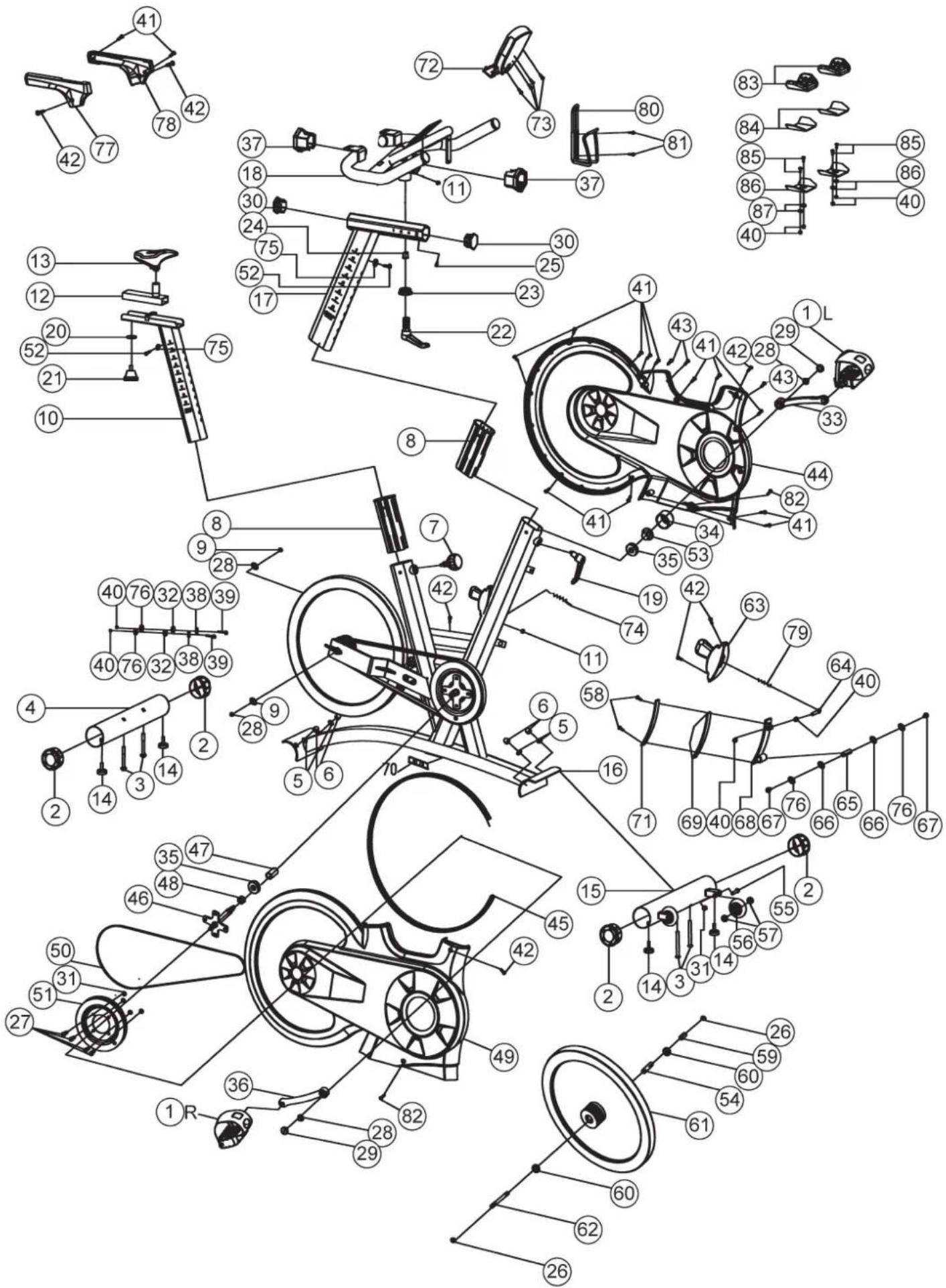 Christopeit XL 2000 - Спецификация - Список запасных частей Racer-Bike № заказа. 1910 - 2