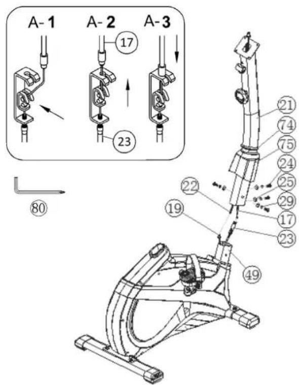 Christopeit AX 2000 - Attach the handlebar support (21) at main frame (49). - 3