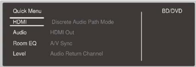 ONKYO TX-RZ70 - Menu Rapide - 1
