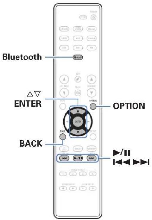Bluetooth △▽ ENTER BACK OPTION BACK +/||
