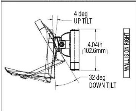 4 deg UP TILT 4.04in [102.6mm] 32 deg DOWN TILT WALL IS ON RIGHT